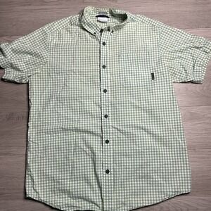 Columbia M short sleeve‎ Collared Button Down Shirt Green Small  Print Plaid
